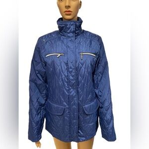 Croft Barrow Size Medium Coat Jacket Royal Blue Quilted Fun Zipper Accents